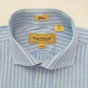 PAUL STUART blue white stripe dress shirt #15.5-33